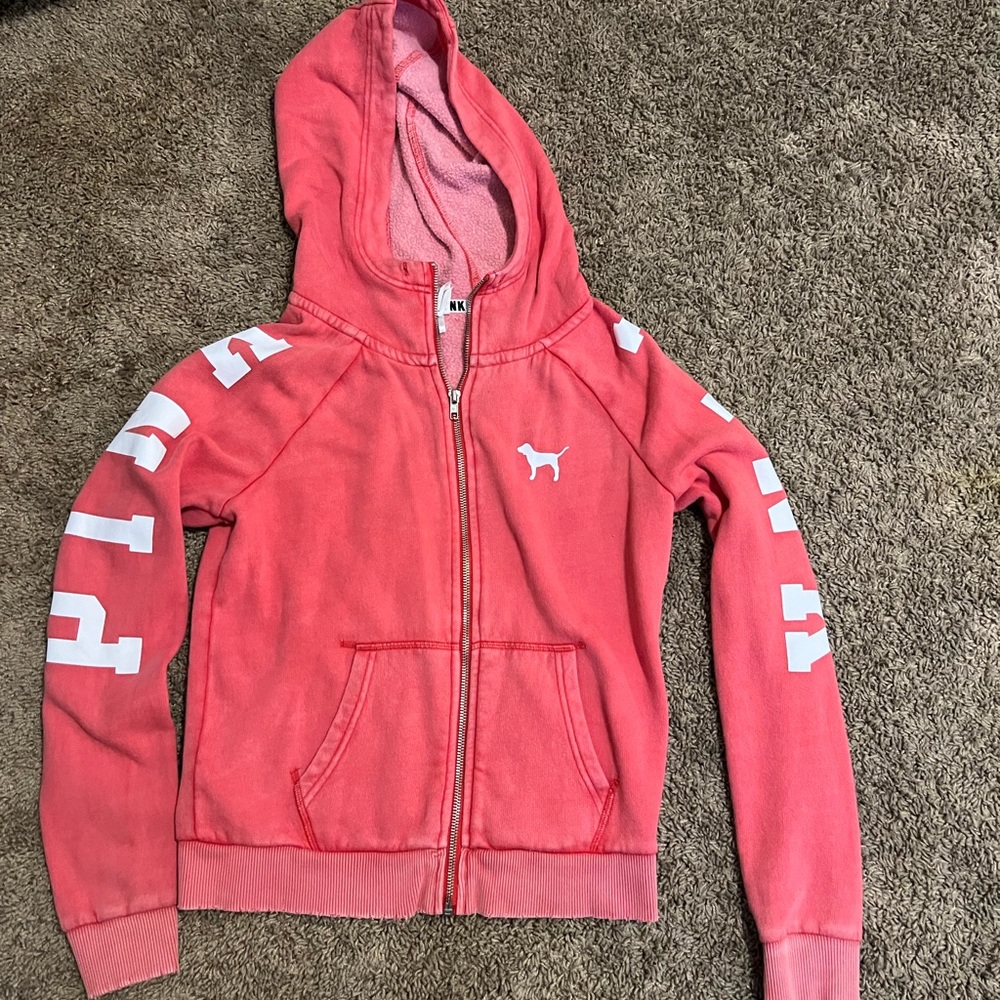 PINK zip up hooded sweatshirt